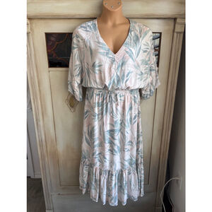 EUC ZSupply Adley Oasis Midi Dress Moss Grey Lagenlook | Size Large